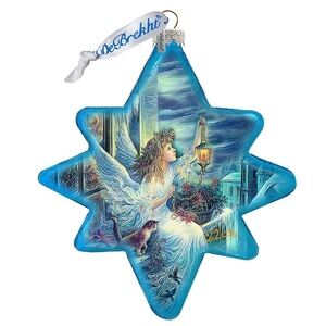 G. DeBrekht Lighting the Way North Star Ornament Mercury Glass Blue New In Box